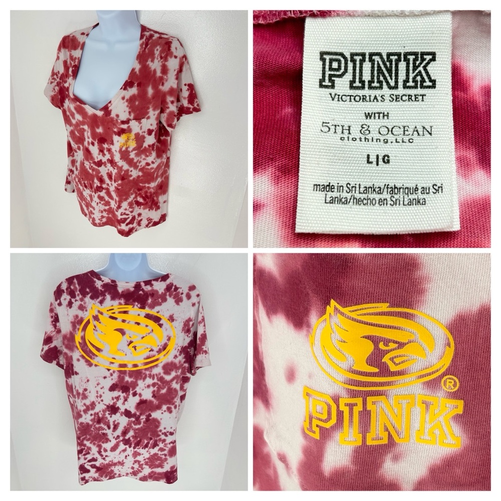 PINK Victoria's Secret‎ Iowa State Cardinal Tie Dye Shirt Size Large Collegiate